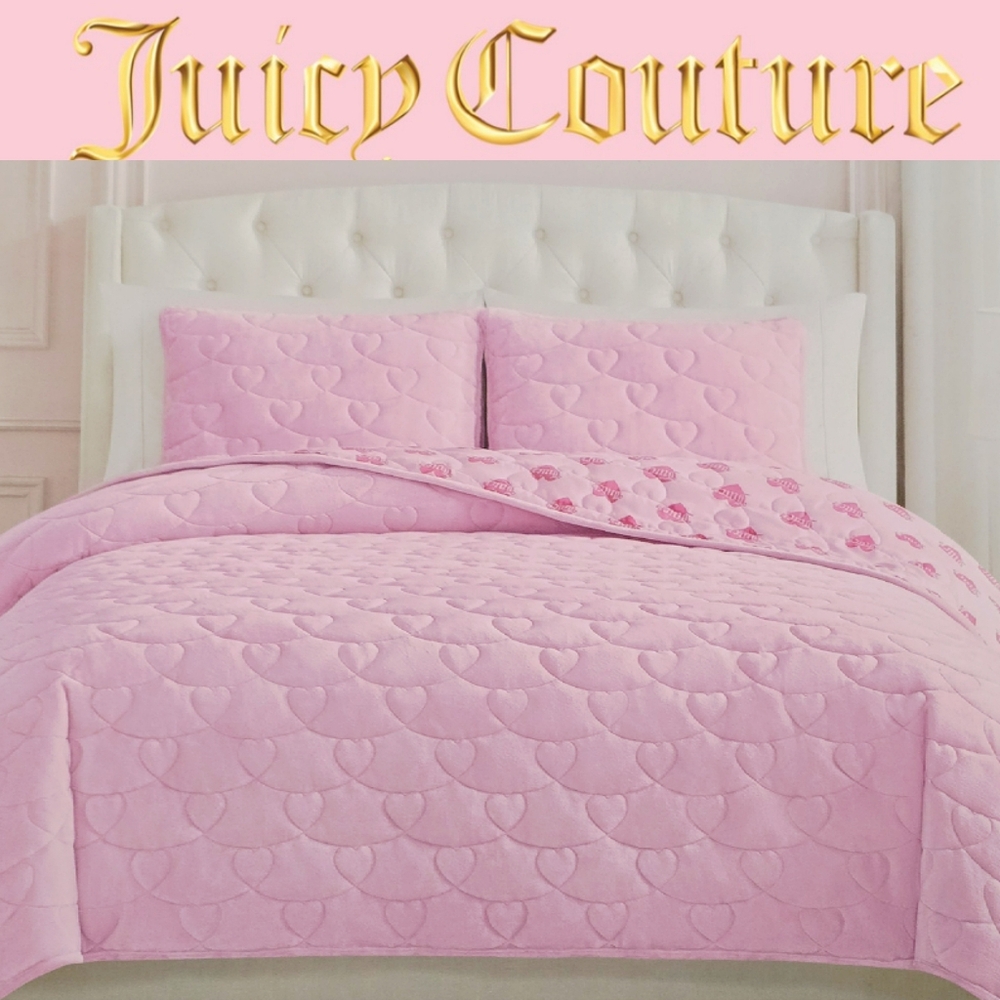 Juicy Couture Home The Rose Collection 3-PC Reversible Heart Logo King Quilt Set